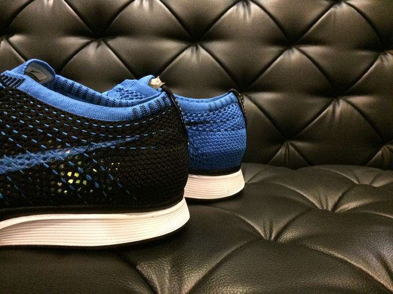 nike flyknit racer blue black